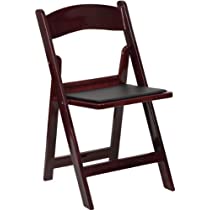 1000 lb. Capacity Mahogany Resin Folding Chair with Black Vinyl Padded Seat